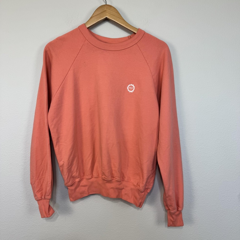 Big Bud Press Sweatshirt Women's XXS Coral Pink Crewneck Raglanβ Sun Embroidered